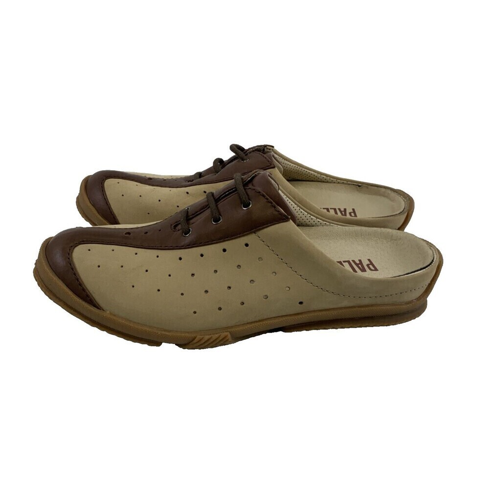 Palladium Slip On Mule Nubuck Leather Tan Brown Perforated Round Womens 41 US 10